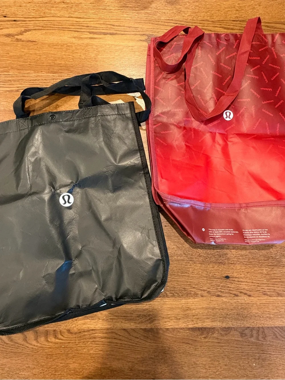 lululemon athletica Black and Red Reusable Tote Bags
